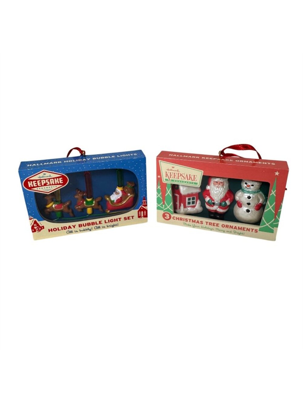 Hallmark Holiday 2 Nifty Fifties Keepsake Retro Boxed Christmas Ornaments Bubble